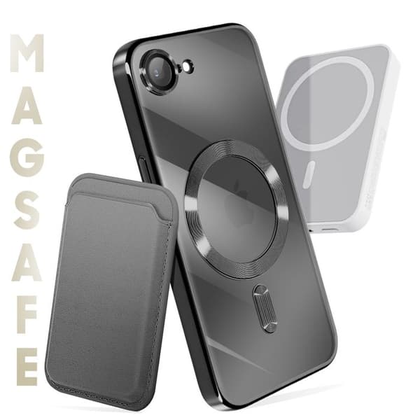 iPhone 17e cover med kromkant, MagSafe-kompatibel, sort Svart