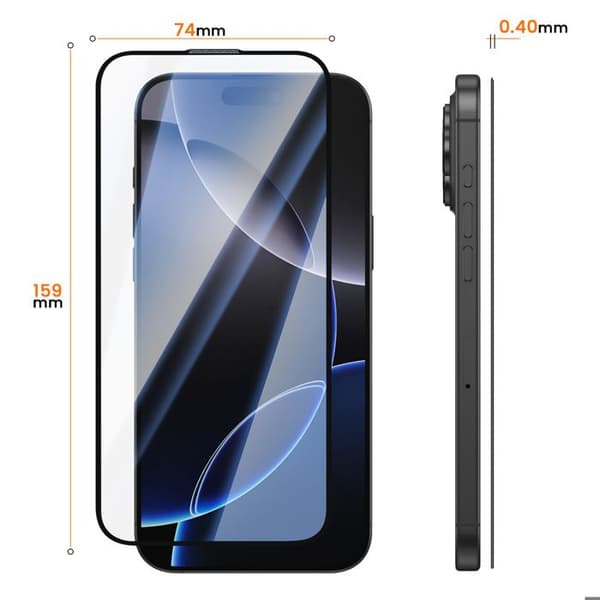 iPhone 16 Pro Max:n 0.40mm Karkaistu Lasisuoja Musta Svart