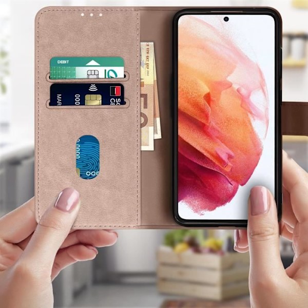Etui för Samsung Galaxy S21 FE - AVIZAR - Plånboksfodral - Videostöd Funktion - Roséguld Rose guld