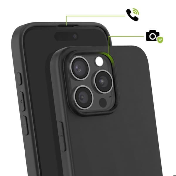 Silicone Cover til iPhone 15 Pro Max med Diskret Stødbeskyttelse Mayaxess Sort Svart