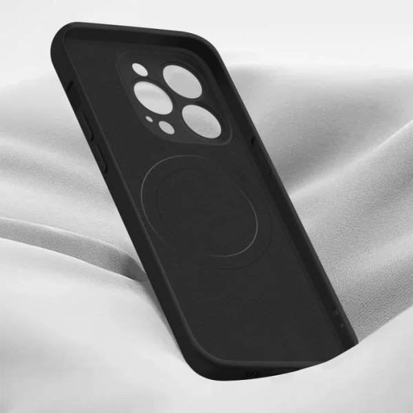 Coque Magsafe - AVIZAR - iPhone 15 Pro Max - Silikon mjuk-touch - Motståndskraftigt skydd - Svart Svart