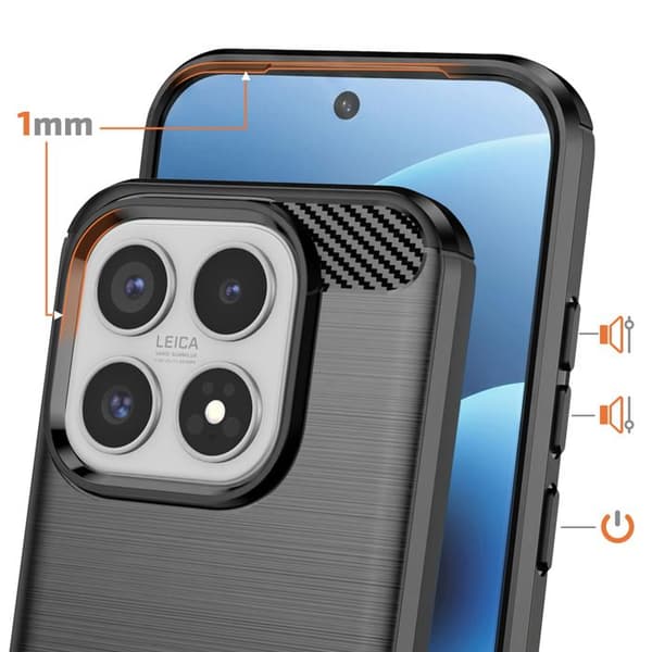 Silicone Cover til Xiaomi 17 med Carbon Effekt Børstet Tekstur Sort Svart