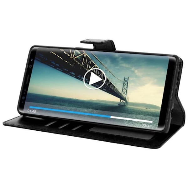 Galaxy Note 8 Skal - AVIZAR - Folio plånboksfodral - Ekologiskt läder - Silikon - Svart Svart
