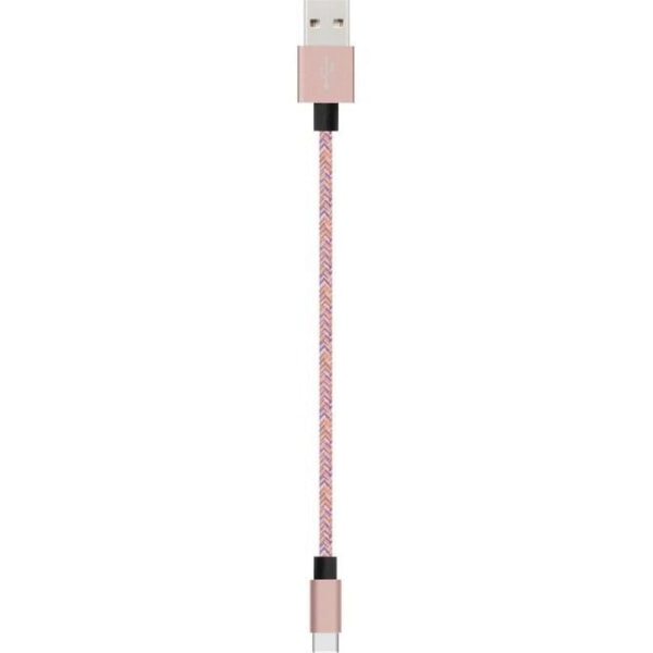 2 metrin vaaleanpunainen kudottu USB C -kaapeli