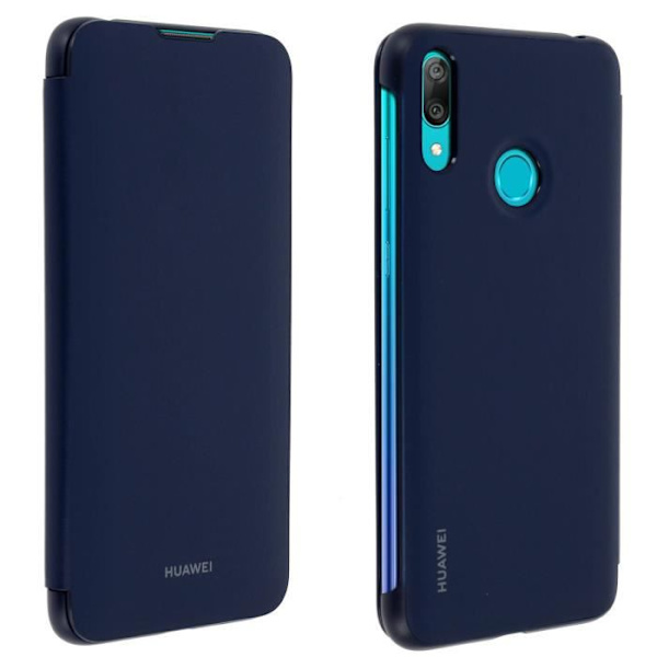 Housut - HUAWEI - Y7 2019 - Klappikotelo - Täydellinen suoja - Korttitila - Sininen Blå