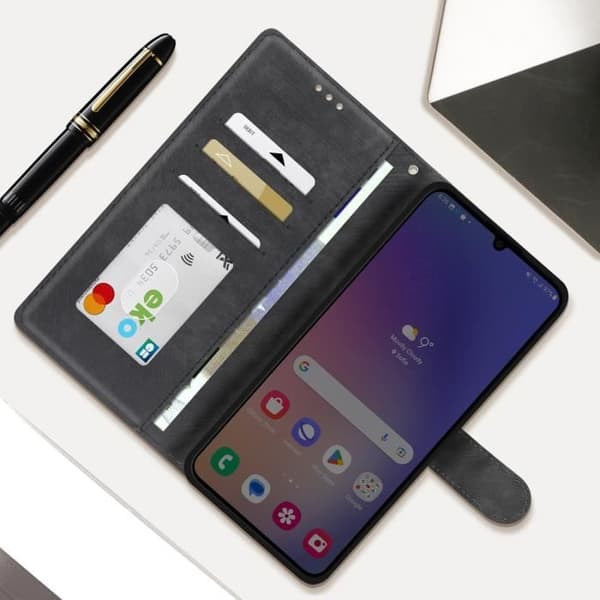 Taske til Samsung Galaxy A05 Håndledsrem med børstet effekt i imiteret læder Sort Svart