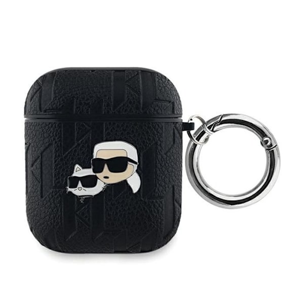 AirPods-etui - Karl Lagerfeld - Monogram Karl & Choupette - Silikone - Sort - 1/2 generation Svart