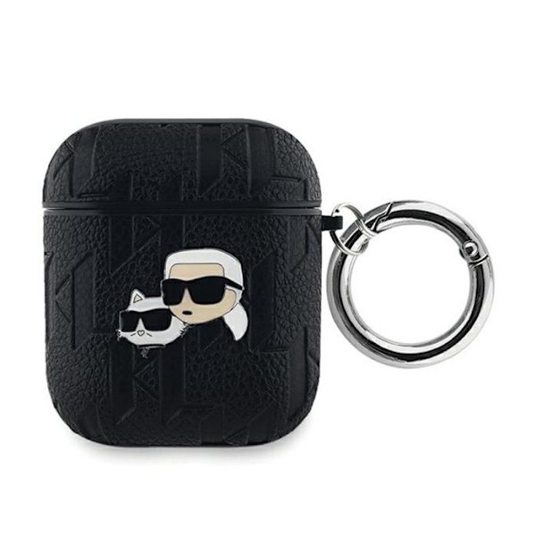 AirPods-kotelo - Karl Lagerfeld - Karl- ja Choupette-monogrammi - Silikoni - Musta - 1/2 sukupolvi Svart