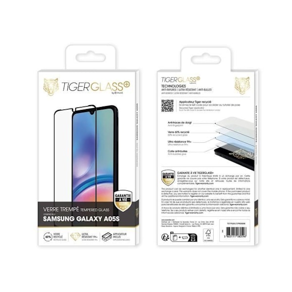 Hærdet glas til Samsung Galaxy A05S Genanvendt Ultra-resistent Tiger Transparent Svart