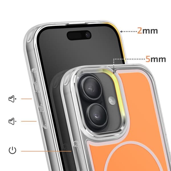 MagSafe-cover til iPhone 16 Ultra Forstærket Bi-materiale Orange Apelsin