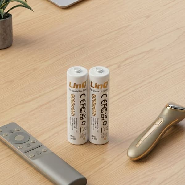 2-pack AA Lithium-Ion 1.5V 6000mWh uppladdningsbara USB-C LinQ Vit Vit