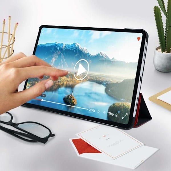 iPad Pro 11 2020 Etui - AVIZAR - Vinrød - Eco-læder - Video Støtte - Indbygget Tastatur Vin, röd