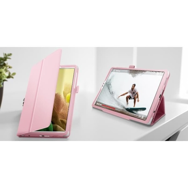 Fodral - AVIZAR - Galaxy Tab A7 Lite - Eco-läder - Videostöd - Integrerad pennhållare Rosa