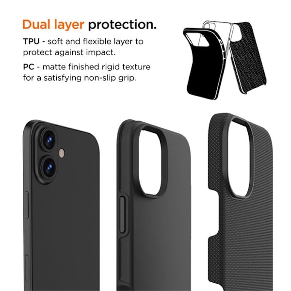 Hårdskal för iPhone 16 North Case Drop-Test 4m Ultra Förstärkt Eiger Svart Svart