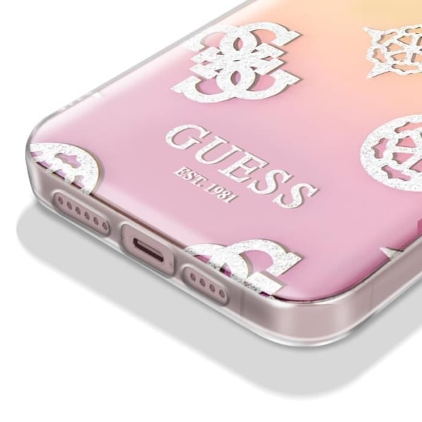 Coque för iPhone 15 Plus Med Höjda Kanter och Inbyggd Rem Guess Flerfärgad Flerfärgad