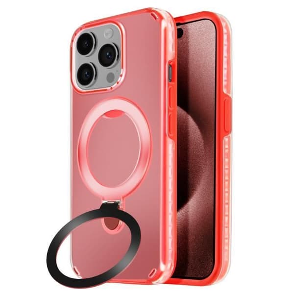 Coque MagSafe - Antichok - iPhone 15 Pro Max - Rød - Folds support - Bimateriale Röd