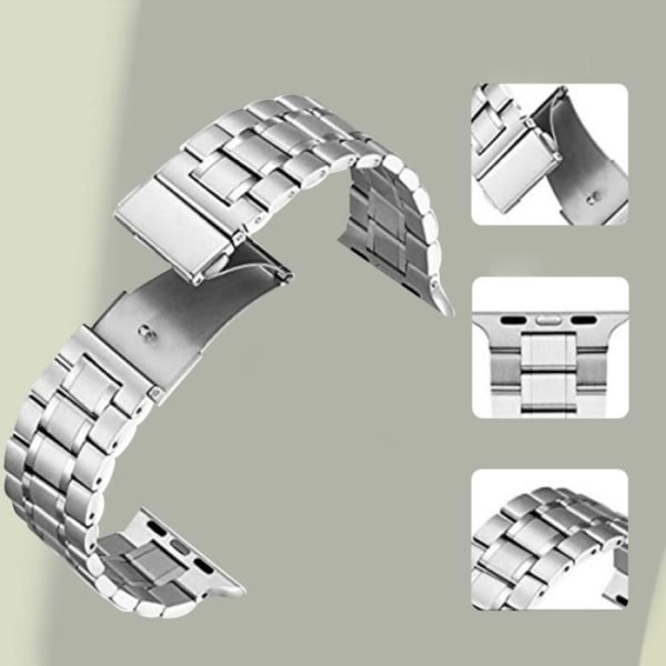 Armband för Apple Watch 41 mm / 40 mm / 38 mm svart rostfritt stålnät