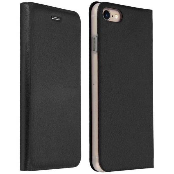 iPhone 7 / 8 Cover - AVIZAR - Ultra-tynd Pung Etui - Øko-læder - Sort - Stødbeskyttelse Svart