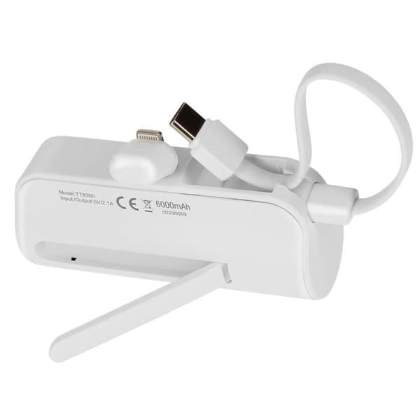 6000mAh backup-batteri Dual USB C og Lightning Connectivity LinQ White Vit