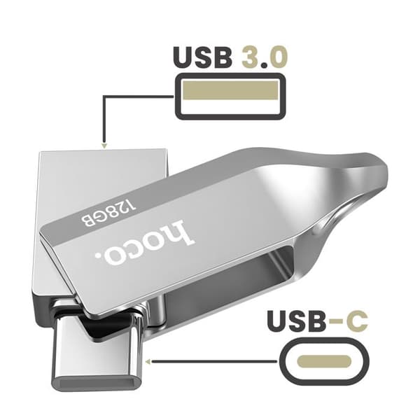 USB 3.0 / USB-C 128 GB med Hurtig Hastighed op til 150 MB/s Hoko Sølv