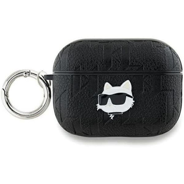 Coque AirPods Pro 2 - Karl Lagerfeld - Choupette Monogram - Ekoleder - Svart - Semi-stiv Svart