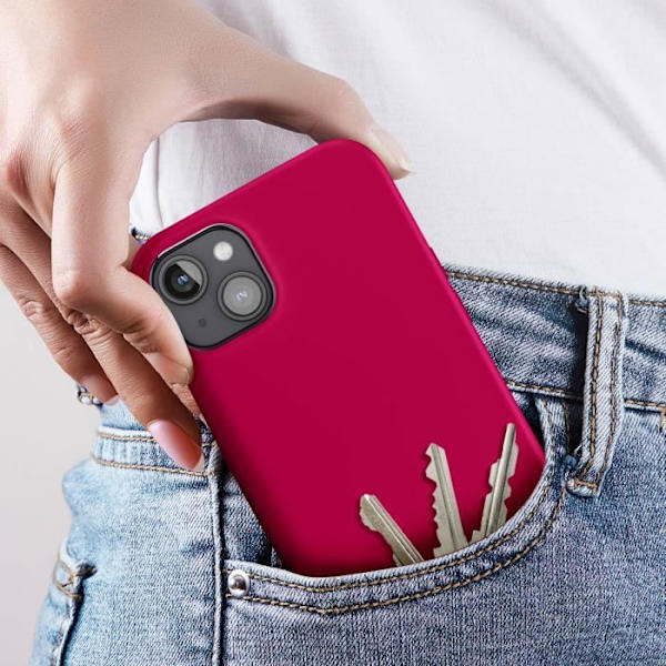 AVIZAR Skyddsfodral för iPhone 15 Plus - Halvstyv Soft-touch - Fuchsia Rosa