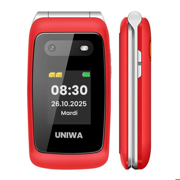 Seniortelefon med dubbla SIM-kort och dubbla skärmar 4G LTE 1450mAh Röd Röd