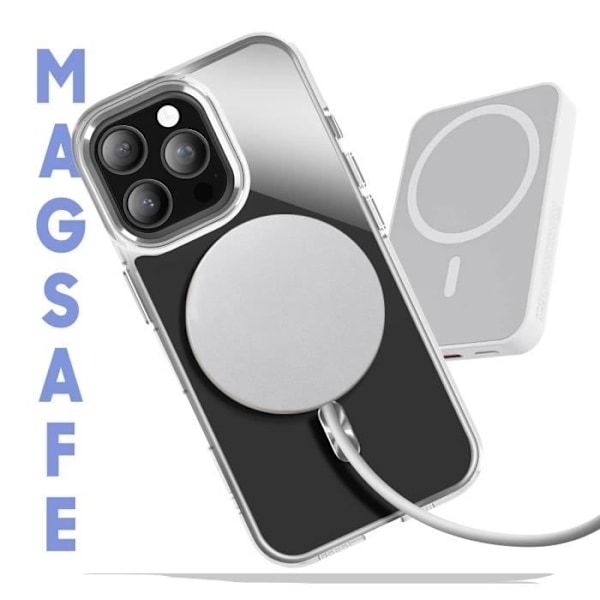 MagSafe-kuori iPhone 16 Pro, läpinäkyvä hopeanvärinen takakuori Grå