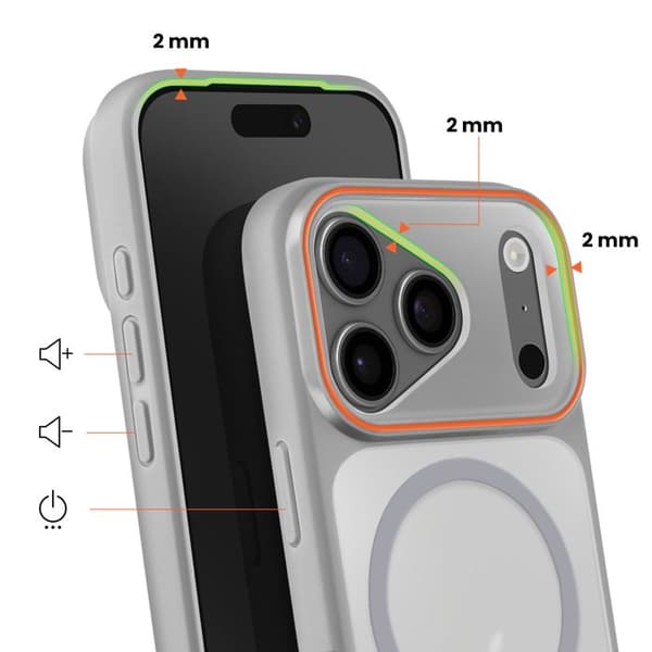 MagSafe-cover til iPhone 17 Pro Beskyttelse i to materialer Hård bagside Grå Grå