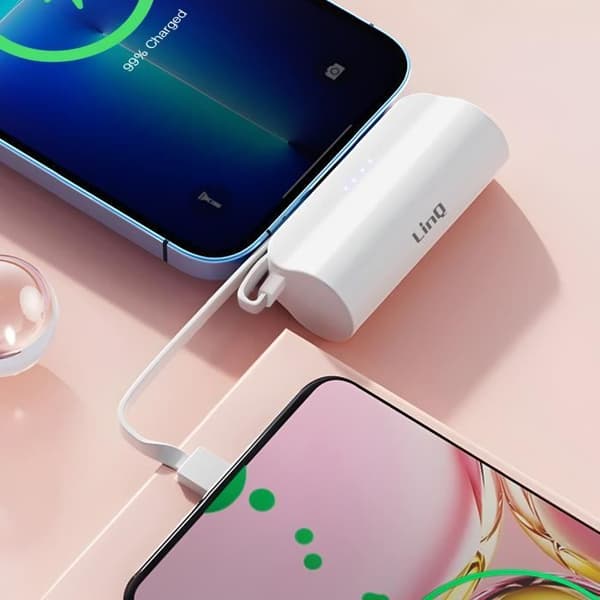 6000mAh backup-batteri Dual USB C og Lightning Connectivity LinQ White Vit