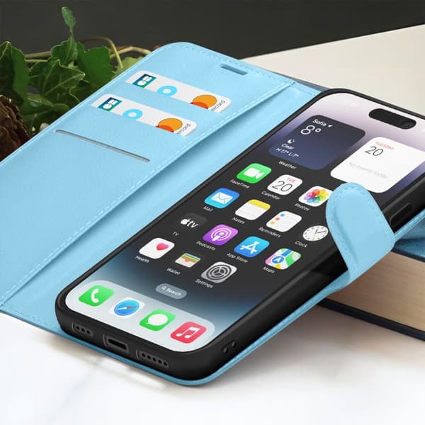 Plånboksfodral för iPhone 14 Pro Max med Stöd och Magnetflik Zanaé Ljusblå Blå