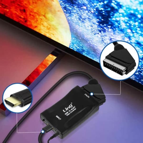 Videoadapter - LinQ - HDMI til SCART - 1080P - Sort - Digital/analog konverter