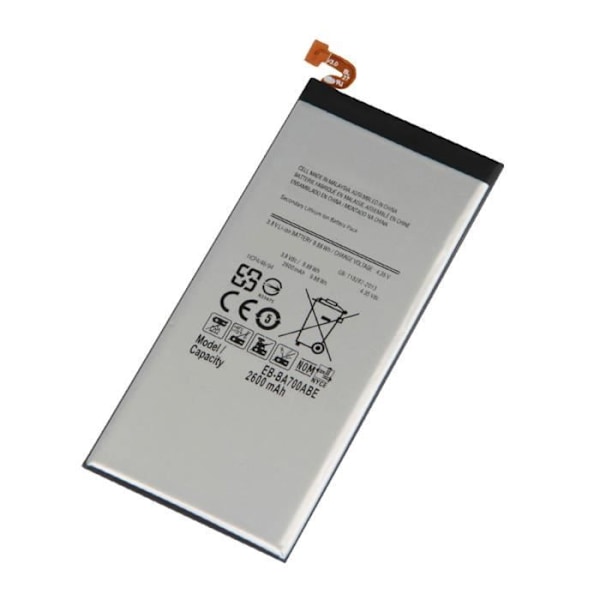 Internt batteri - AVIZAR - Samsung Galaxy A7 - Kapacitet 2600mAh - Lithium Ion - CE & RoHS kompatibel Grå