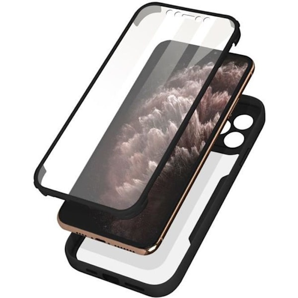 Kokonainen kuori - AVIZAR - iPhone 11 Pro Max - Iskunkestävä - Plexi - Musta reuna Svart