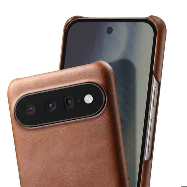 Cover til Google Pixel 11 Pro Hård Læder Effekt med Hævede Kanter Mørkebrun brun