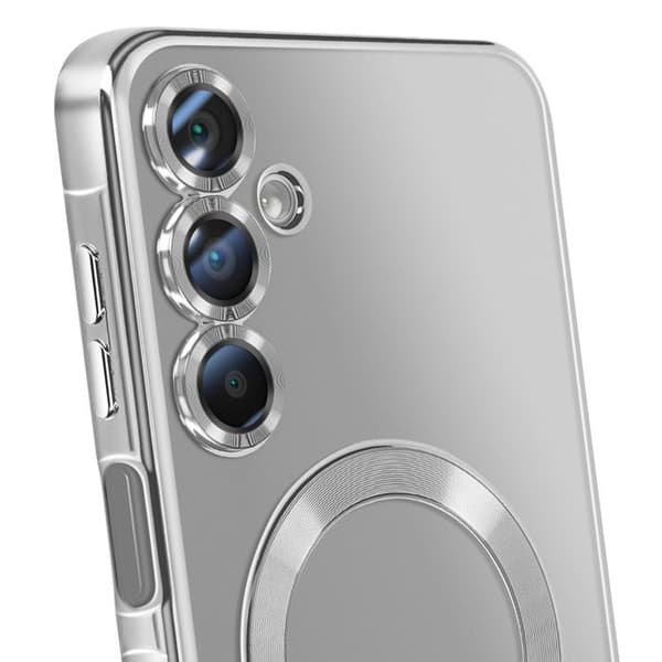 MagSafe-skal - AVIZAR - Galaxy A16 - Silver kromad kontur - Elegant skydd - Semi-styvt Grå