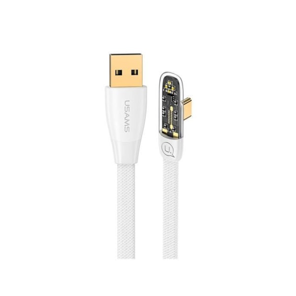 66 W USB-A-C-tyypin latauskaapeli 90 kulman malli Iceflake 1,2 m Eko valkoinen / keltainen Vit