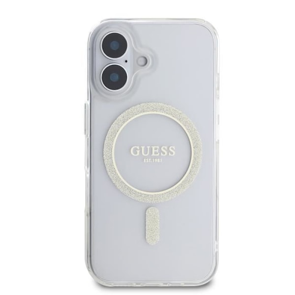 Coque för iPhone 16 Plus MagSafe med Glittrig Cirkel Guess Transparent Transparent