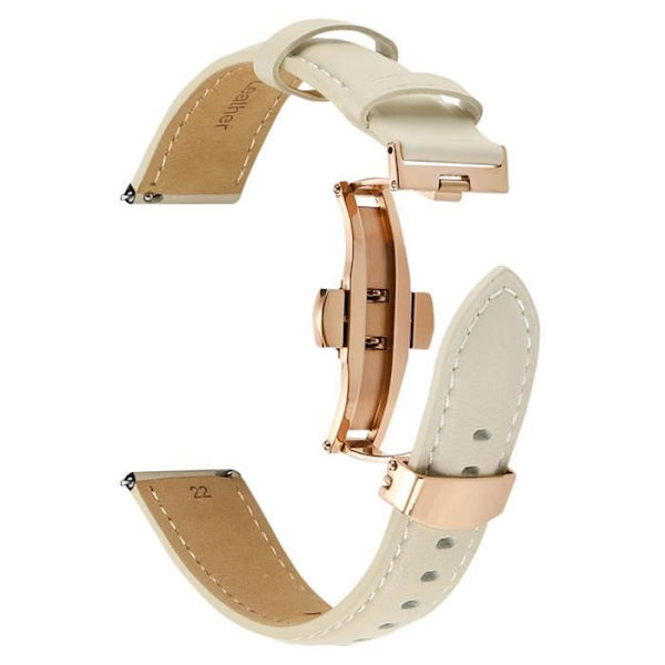 Rem - AVIZAR - Galaxy Watch 5/5 Pro/4 - Ægte læder - Beige sommerfuglespænde beige
