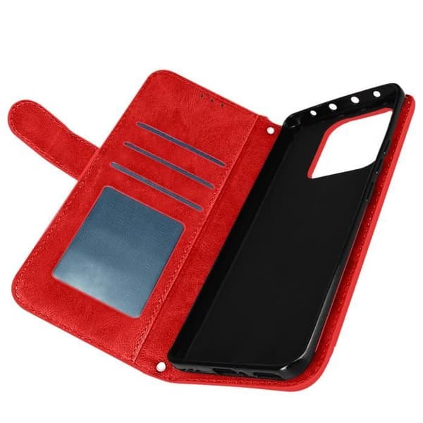 Etui til Xiaomi 13 Pro - AVIZAR - Line Pattern Wallet - Rød Röd