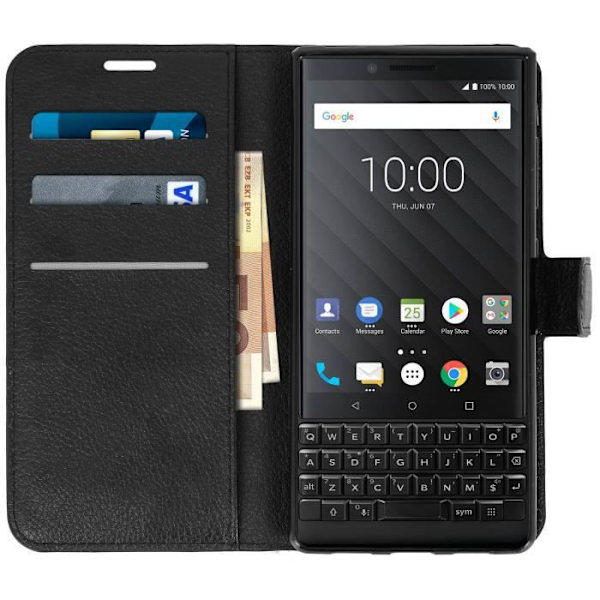 Hölster - BlackBerry - KEY2 - Ekoskinn - Svart - Folio med videostöd Svart