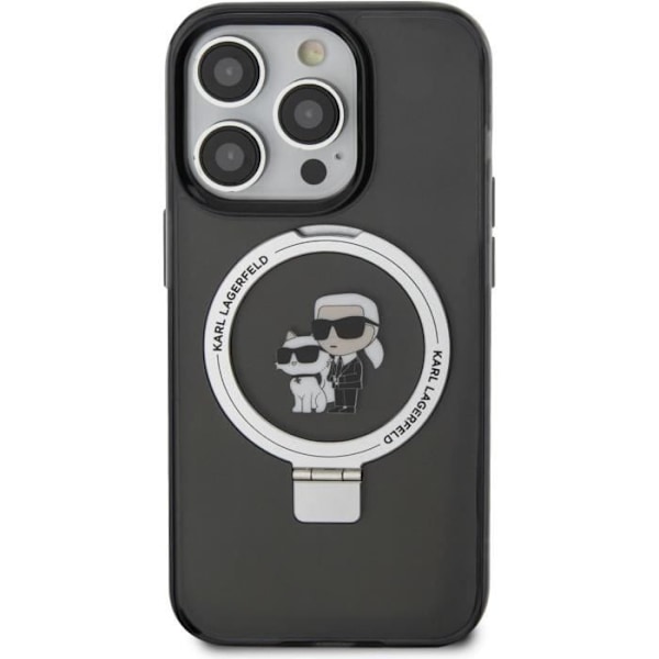 Karl Lagerfeld Karl & Choupette med MagSafe & Ring Stand til iphone 15 Pro 6.1" Sort - KLHMP15LHMRSKCK Svart