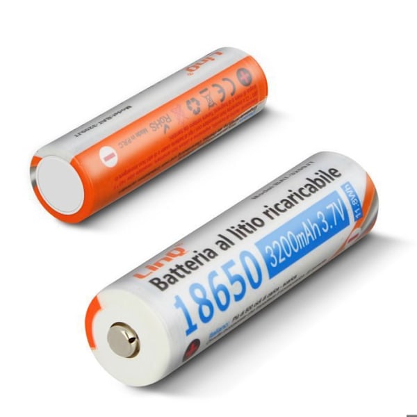 2 18650 lithiumbatterier 3200mAh 3,7V genopladeligt standardhoved 3200JT LinQ Orange