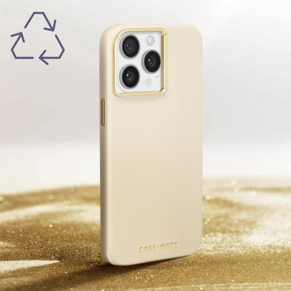 Coque MagSafe - Case Mate - iPhone 15 Pro Max - Stødabsorberende - Antibakteriel - Genanvendelig Beige
