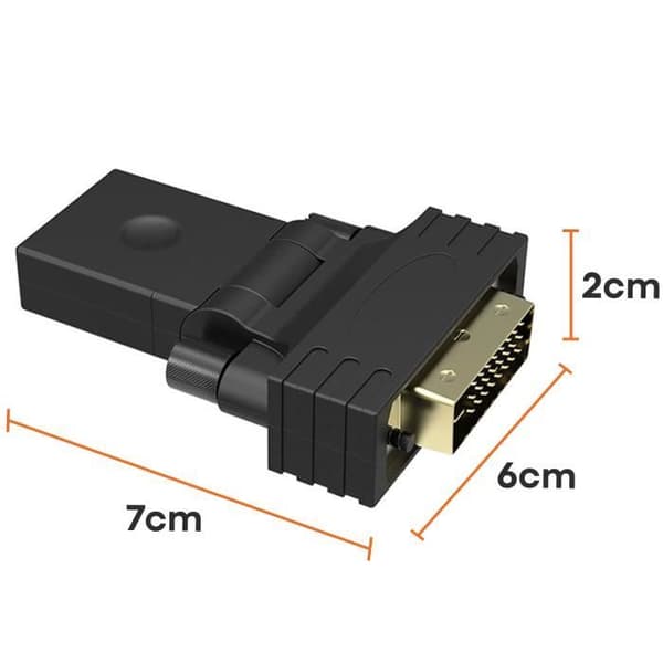HDMI hun til DVI han adapter vinklet og 360° roterbart design guldbelagt