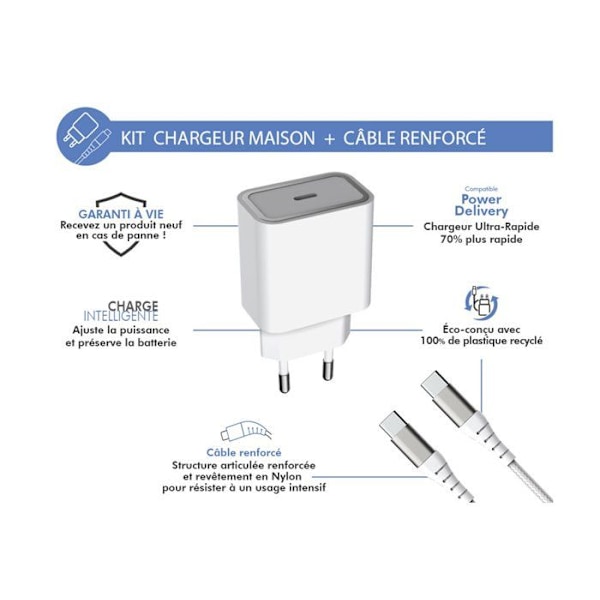 Latauslaite - Force Power Lite - 25W - USB C - 100% kierrätetty muovi - Elinikäinen takuu