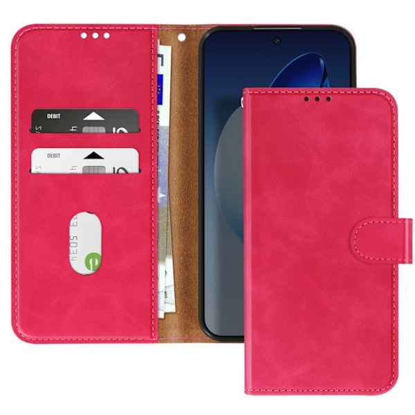 Pung til Oppo Reno 13 med magnetisk klap i fuchsia Rosa