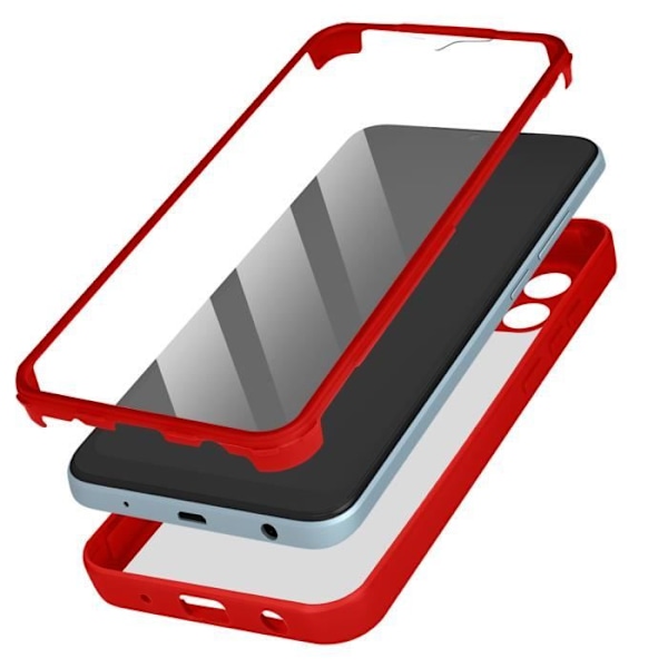 Taske til Redmi A1 og Redmi A2 - AVIZAR - Plexiglas bagside - Polymer foran - Rød kontur Röd