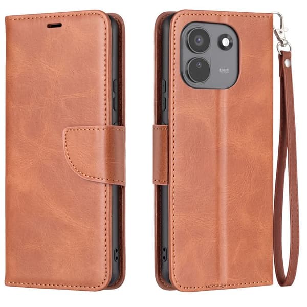 Vintage Pungetui til Redmi Note 17 Pro Max med Støtte og Brun Håndledsrem brun
