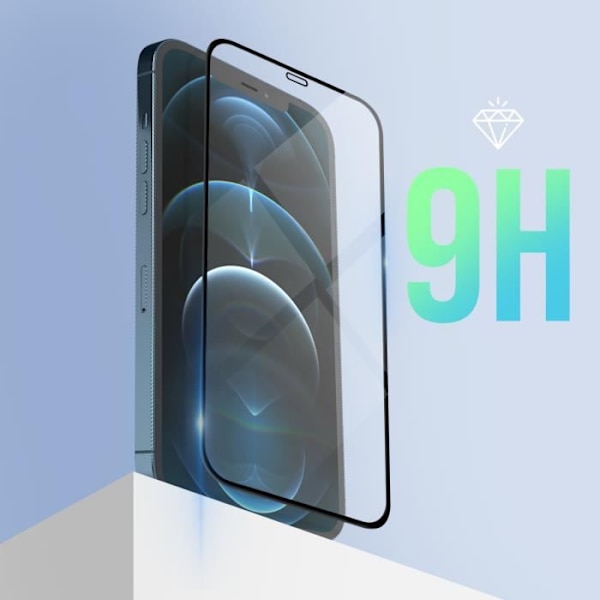 Skærmfilm - AVIZAR - iPhone 12 Pro Max - 9H hærdet glas - 5D skråkanter - Fuld vedhæftning Svart